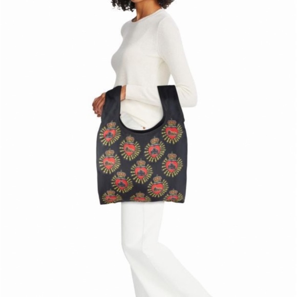 DOLCE & GABBANA SILK GRAPHIC LOGO PRINT TOTE BAG FULLY LINED DOUBLE TOP HANDLE - Picture 2 of 9